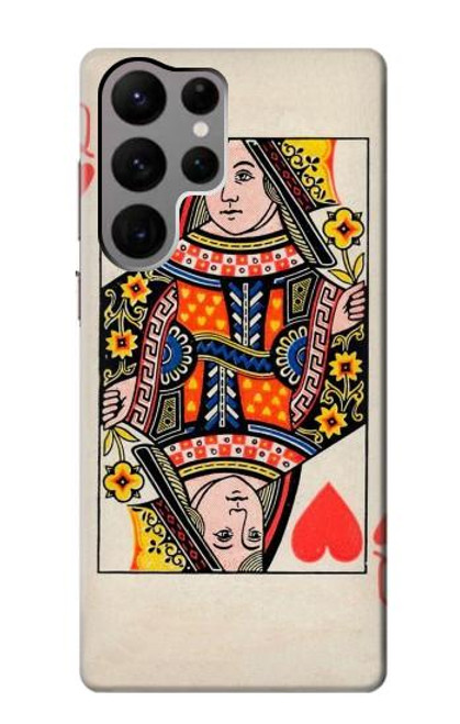 W3429 Queen Hearts Card Funda Carcasa Case y Caso Del Tirón Funda para Samsung Galaxy S23 Ultra