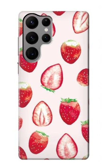 W3481 Strawberry Funda Carcasa Case y Caso Del Tirón Funda para Samsung Galaxy S23 Ultra
