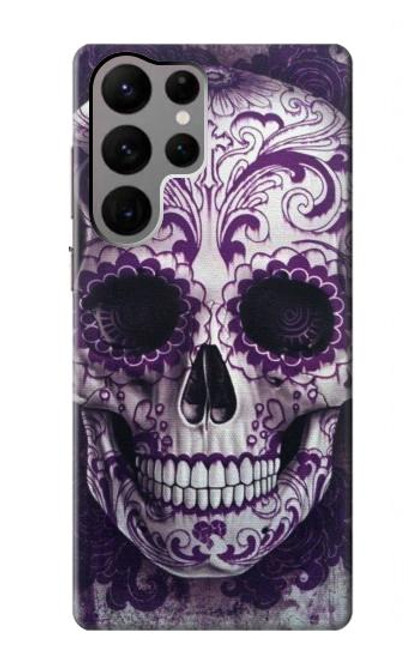 W3582 Purple Sugar Skull Funda Carcasa Case y Caso Del Tirón Funda para Samsung Galaxy S23 Ultra