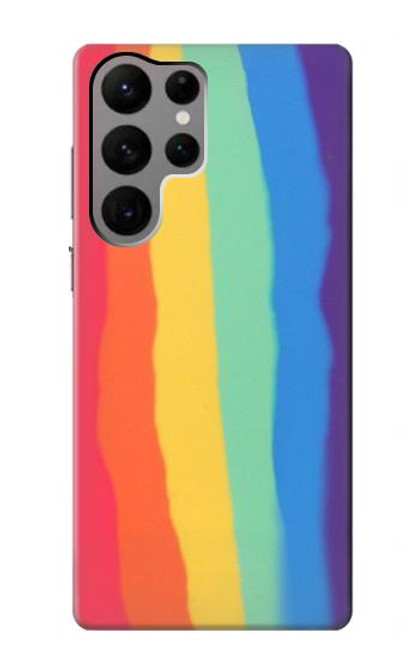 W3799 Cute Vertical Watercolor Rainbow Funda Carcasa Case y Caso Del Tirón Funda para Samsung Galaxy S23 Ultra