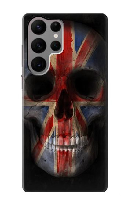 W3848 United Kingdom Flag Skull Funda Carcasa Case y Caso Del Tirón Funda para Samsung Galaxy S23 Ultra