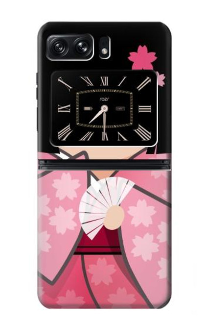 W3042 Japan Girl Hina Doll Kimono Sakura Funda Carcasa Case y Caso Del Tirón Funda para Motorola Moto Razr 2022