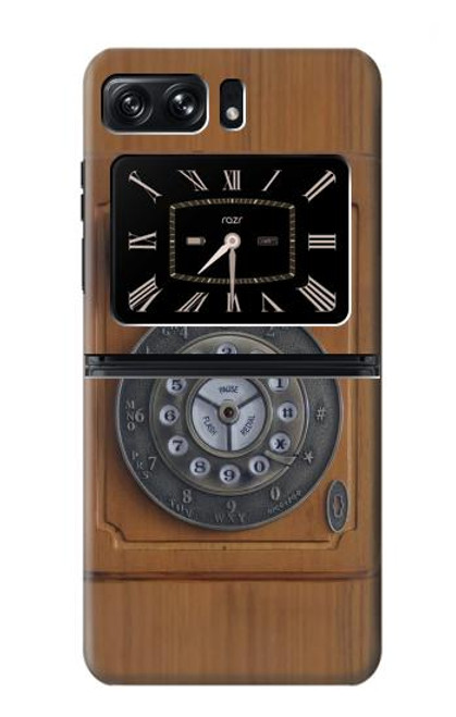 W3146 Antique Wall Retro Dial Phone Funda Carcasa Case y Caso Del Tirón Funda para Motorola Moto Razr 2022