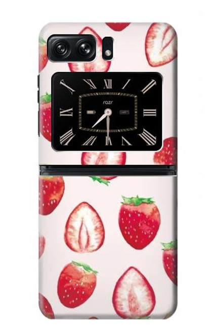 W3481 Strawberry Funda Carcasa Case y Caso Del Tirón Funda para Motorola Moto Razr 2022