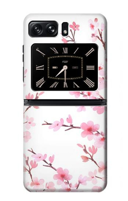 W3707 Pink Cherry Blossom Spring Flower Funda Carcasa Case y Caso Del Tirón Funda para Motorola Moto Razr 2022