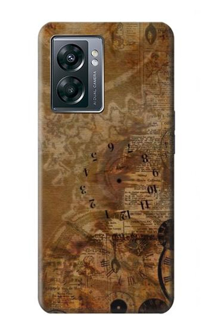 W3456 Vintage Paper Clock Steampunk Funda Carcasa Case y Caso Del Tirón Funda para OnePlus Nord N300