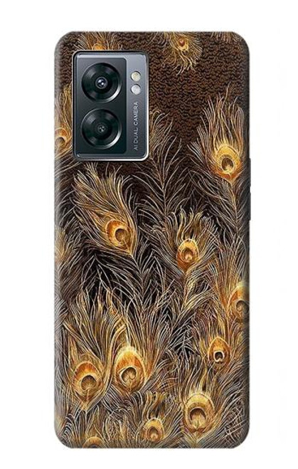 W3691 Gold Peacock Feather Funda Carcasa Case y Caso Del Tirón Funda para OnePlus Nord N300