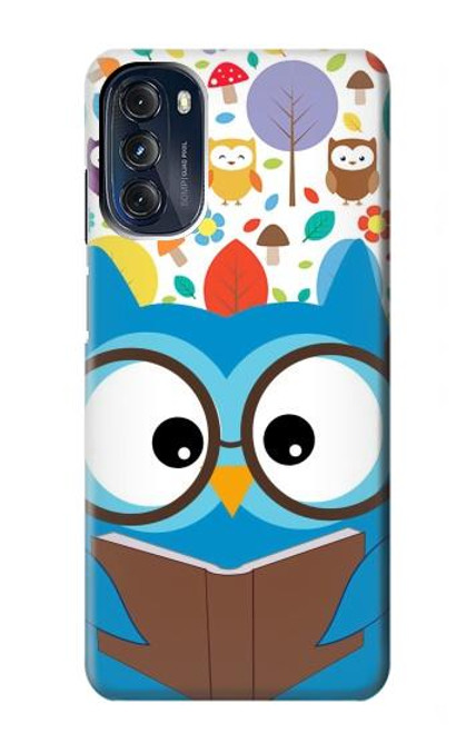 W2521 Cute Nerd Owl Cartoon Funda Carcasa Case y Caso Del Tirón Funda para Motorola Moto G 5G (2023)