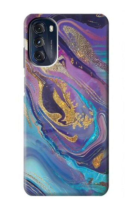 W3676 Colorful Abstract Marble Stone Funda Carcasa Case y Caso Del Tirón Funda para Motorola Moto G 5G (2023)