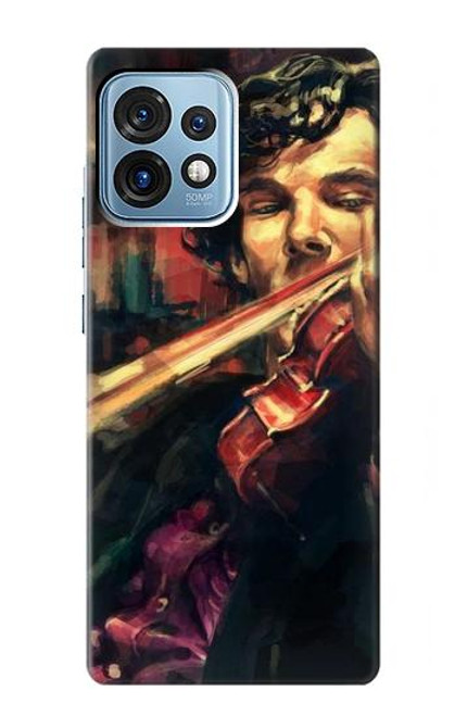 W0723 Violin Art Paint Funda Carcasa Case y Caso Del Tirón Funda para Motorola Edge+ (2023), X40, X40 Pro, Edge 40 Pro