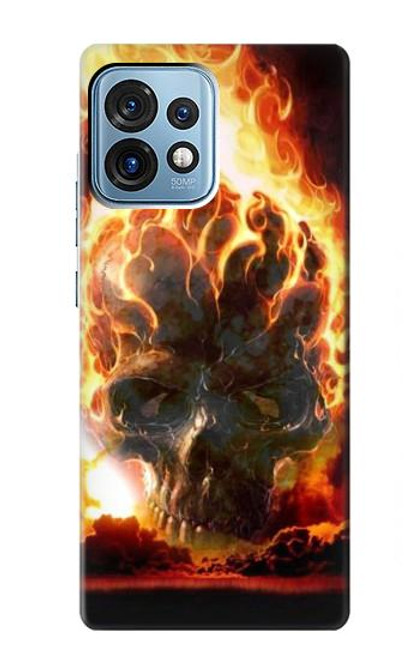 W0863 Hell Fire Skull Funda Carcasa Case y Caso Del Tirón Funda para Motorola Edge+ (2023), X40, X40 Pro, Edge 40 Pro