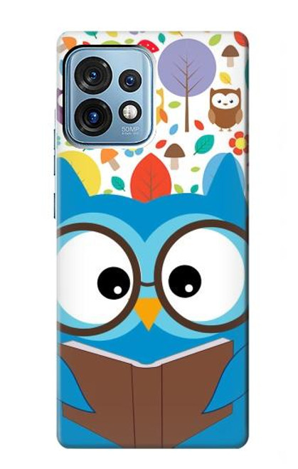 W2521 Cute Nerd Owl Cartoon Funda Carcasa Case y Caso Del Tirón Funda para Motorola Edge+ (2023), X40, X40 Pro, Edge 40 Pro