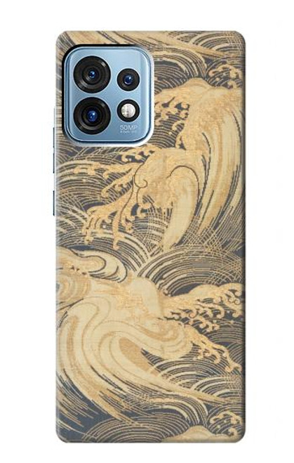 W2680 Japan Art Obi With Stylized Waves Funda Carcasa Case y Caso Del Tirón Funda para Motorola Edge+ (2023), X40, X40 Pro, Edge 40 Pro