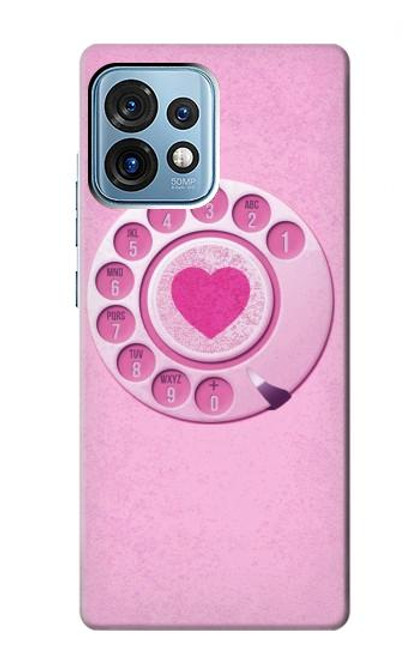 W2847 Pink Retro Rotary Phone Funda Carcasa Case y Caso Del Tirón Funda para Motorola Edge+ (2023), X40, X40 Pro, Edge 40 Pro