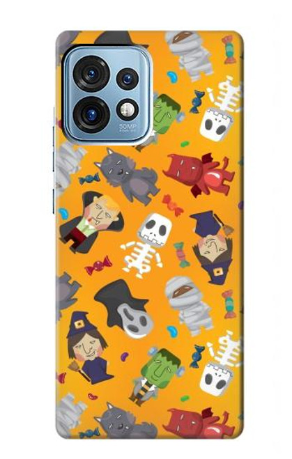 W3275 Cute Halloween Cartoon Pattern Funda Carcasa Case y Caso Del Tirón Funda para Motorola Edge+ (2023), X40, X40 Pro, Edge 40 Pro