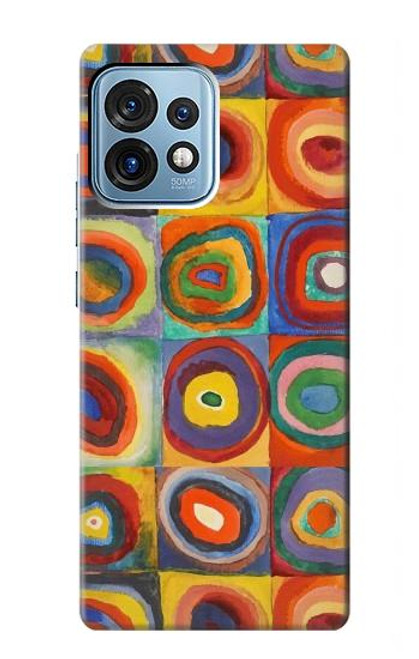 W3409 Squares Concentric Circles Funda Carcasa Case y Caso Del Tirón Funda para Motorola Edge+ (2023), X40, X40 Pro, Edge 40 Pro