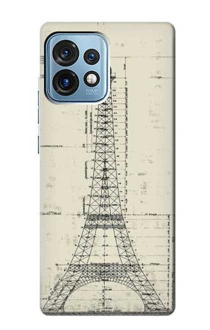 W3474 Eiffel Architectural Drawing Funda Carcasa Case y Caso Del Tirón Funda para Motorola Edge+ (2023), X40, X40 Pro, Edge 40 Pro