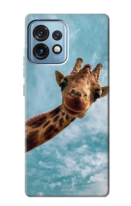 W3680 Cute Smile Giraffe Funda Carcasa Case y Caso Del Tirón Funda para Motorola Edge+ (2023), X40, X40 Pro, Edge 40 Pro