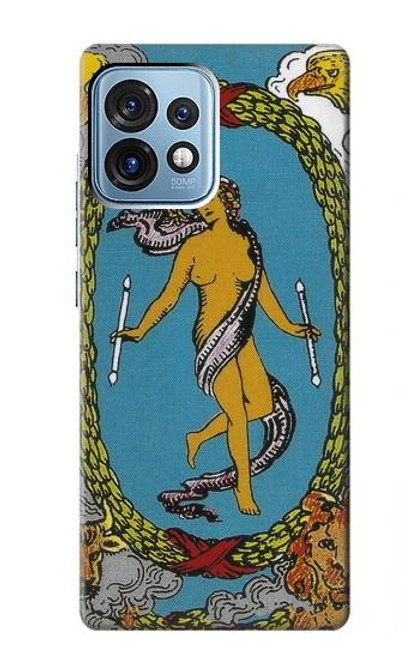 W3746 Tarot Card The World Funda Carcasa Case y Caso Del Tirón Funda para Motorola Edge+ (2023), X40, X40 Pro, Edge 40 Pro