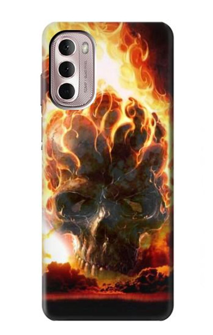 W0863 Hell Fire Skull Funda Carcasa Case y Caso Del Tirón Funda para Motorola Moto G Stylus 4G (2022)