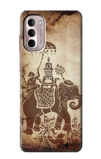 W2102 Thai Art Buddha on Elephant Funda Carcasa Case y Caso Del Tirón Funda para Motorola Moto G Stylus 4G (2022)