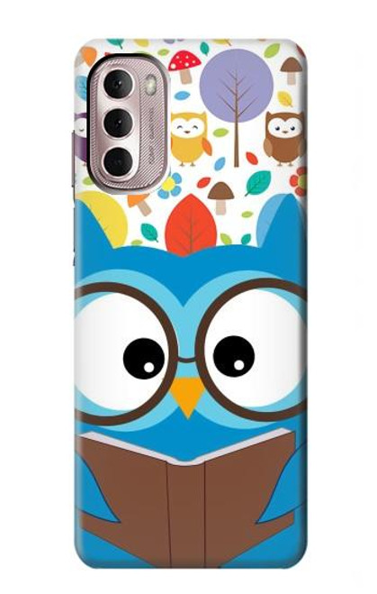 W2521 Cute Nerd Owl Cartoon Funda Carcasa Case y Caso Del Tirón Funda para Motorola Moto G Stylus 4G (2022)