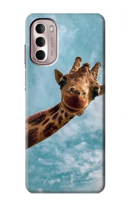 W3680 Cute Smile Giraffe Funda Carcasa Case y Caso Del Tirón Funda para Motorola Moto G Stylus 4G (2022)