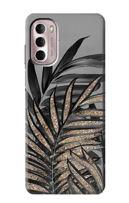 W3692 Gray Black Palm Leaves Funda Carcasa Case y Caso Del Tirón Funda para Motorola Moto G Stylus 4G (2022)