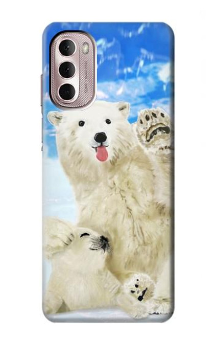 W3794 Arctic Polar Bear and Seal Paint Funda Carcasa Case y Caso Del Tirón Funda para Motorola Moto G Stylus 4G (2022)