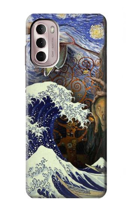 W3851 World of Art Van Gogh Hokusai Da Vinci Funda Carcasa Case y Caso Del Tirón Funda para Motorola Moto G Stylus 4G (2022)
