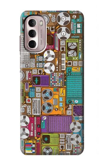 W3879 Retro Music Doodle Funda Carcasa Case y Caso Del Tirón Funda para Motorola Moto G Stylus 4G (2022)