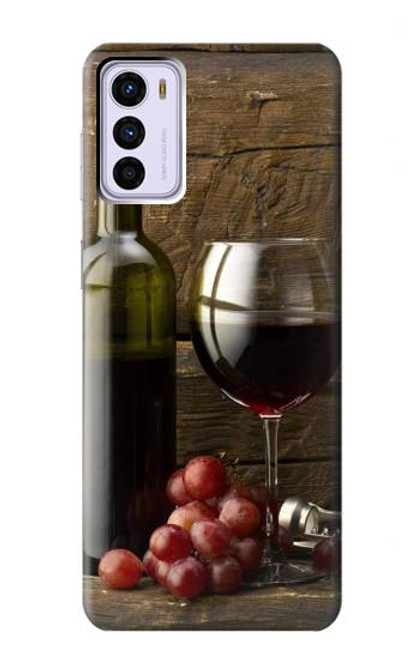 W1316 Grapes Bottle and Glass of Red Wine Funda Carcasa Case y Caso Del Tirón Funda para Motorola Moto G42