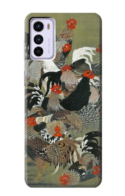 W2699 Ito Jakuchu Rooster Funda Carcasa Case y Caso Del Tirón Funda para Motorola Moto G42