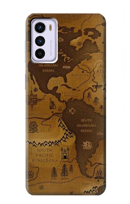 W2861 Antique World Map Funda Carcasa Case y Caso Del Tirón Funda para Motorola Moto G42