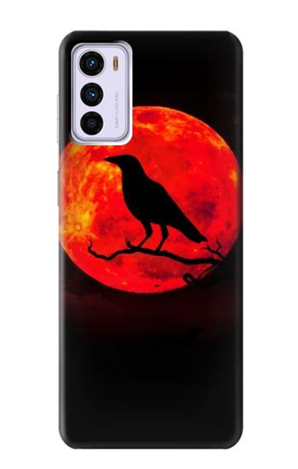 W3328 Crow Red Moon Funda Carcasa Case y Caso Del Tirón Funda para Motorola Moto G42