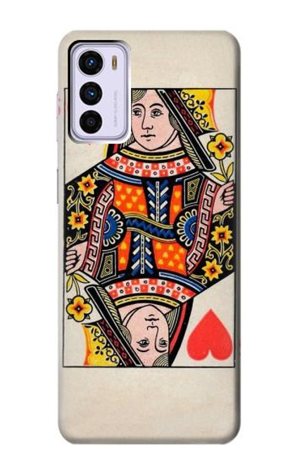 W3429 Queen Hearts Card Funda Carcasa Case y Caso Del Tirón Funda para Motorola Moto G42