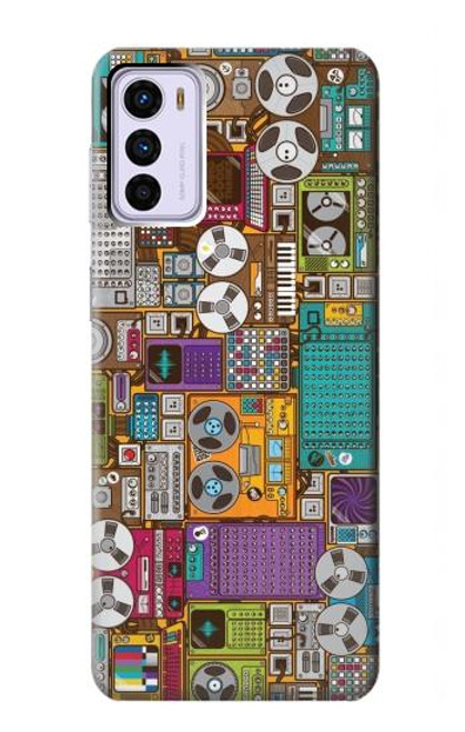 W3879 Retro Music Doodle Funda Carcasa Case y Caso Del Tirón Funda para Motorola Moto G42