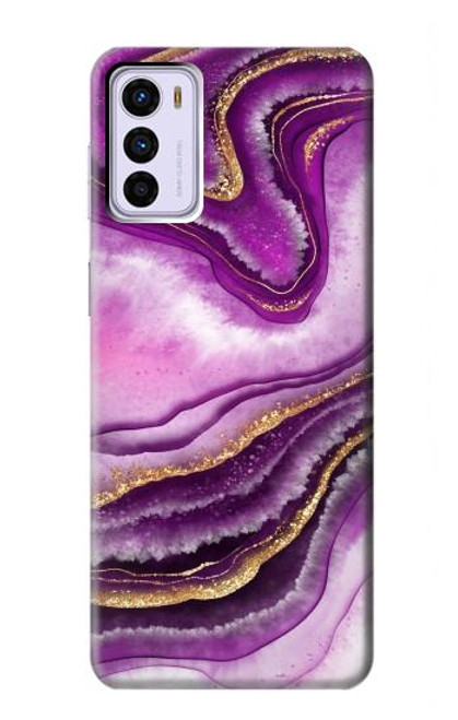 W3896 Purple Marble Gold Streaks Funda Carcasa Case y Caso Del Tirón Funda para Motorola Moto G42