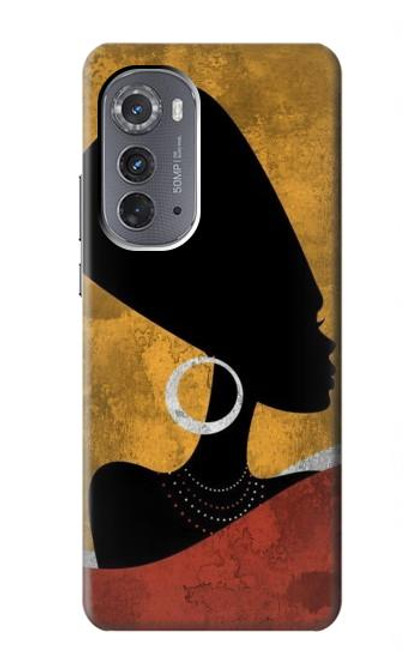 W3453 African Queen Nefertiti Silhouette Funda Carcasa Case y Caso Del Tirón Funda para Motorola Edge (2022)