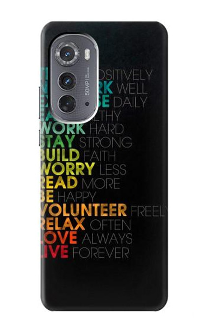 W3523 Think Positive Words Quotes Funda Carcasa Case y Caso Del Tirón Funda para Motorola Edge (2022)