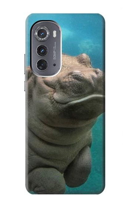 W3871 Cute Baby Hippo Hippopotamus Funda Carcasa Case y Caso Del Tirón Funda para Motorola Edge (2022)