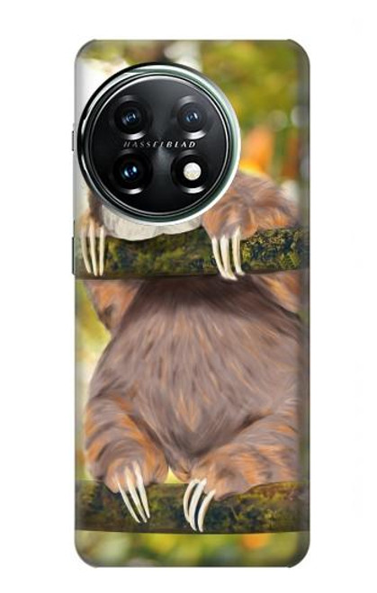 W3138 Cute Baby Sloth Paint Funda Carcasa Case y Caso Del Tirón Funda para OnePlus 11