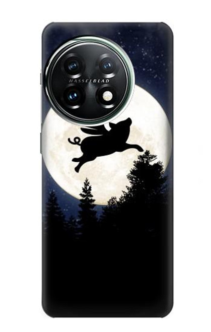 W3289 Flying Pig Full Moon Night Funda Carcasa Case y Caso Del Tirón Funda para OnePlus 11