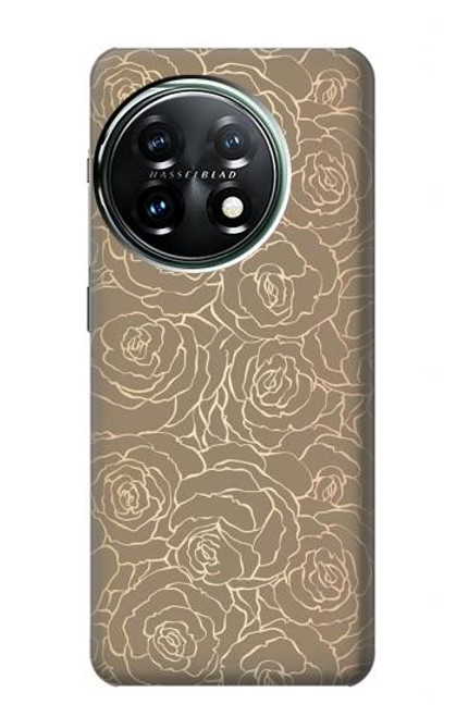 W3466 Gold Rose Pattern Funda Carcasa Case y Caso Del Tirón Funda para OnePlus 11