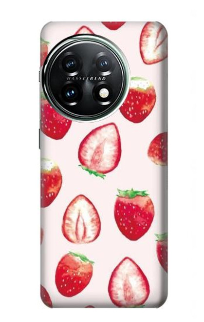 W3481 Strawberry Funda Carcasa Case y Caso Del Tirón Funda para OnePlus 11