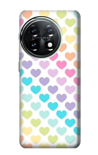 W3499 Colorful Heart Pattern Funda Carcasa Case y Caso Del Tirón Funda para OnePlus 11