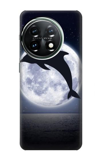 W3510 Dolphin Moon Night Funda Carcasa Case y Caso Del Tirón Funda para OnePlus 11