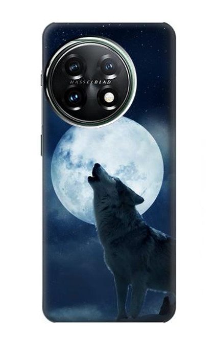 W3693 Grim White Wolf Full Moon Funda Carcasa Case y Caso Del Tirón Funda para OnePlus 11