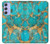 W2906 Aqua Turquoise Stone Funda Carcasa Case y Caso Del Tirón Funda para Samsung Galaxy A54 5G