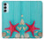 W3428 Aqua Wood Starfish Shell Funda Carcasa Case y Caso Del Tirón Funda para Samsung Galaxy M14